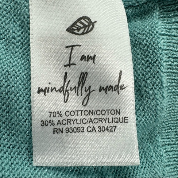 Nic Zoe Slub V Neck Sweater Womens Medium Long Puff Sleeve Cotton Blend Casual - Picture 6 of 9